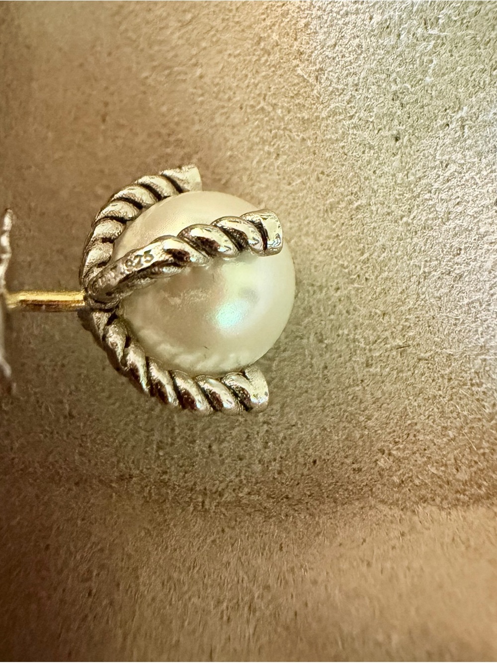David Yurman sterling silver Pearl Cable Drop Earrings with pearl and diamonds - Picture 9 of 10
